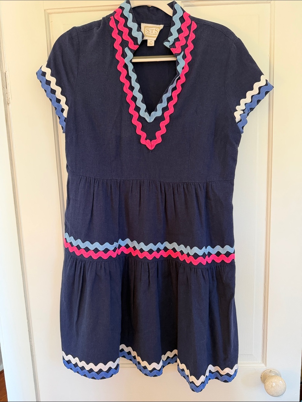 Sail to Sable Fit And Flare Dress with Ric-Rac Trim SZ M